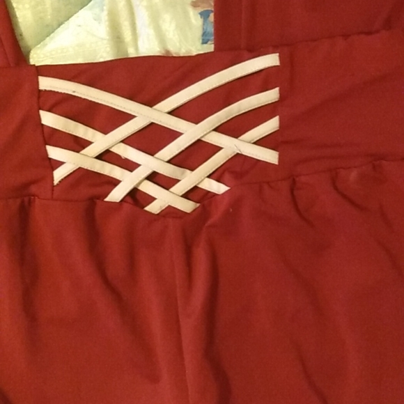 Shein leggings, red with white tie on the back, medium - Picture 2 of 2